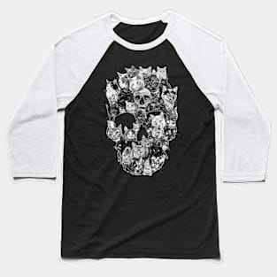 Cat Skull Drawings Baseball T-Shirt